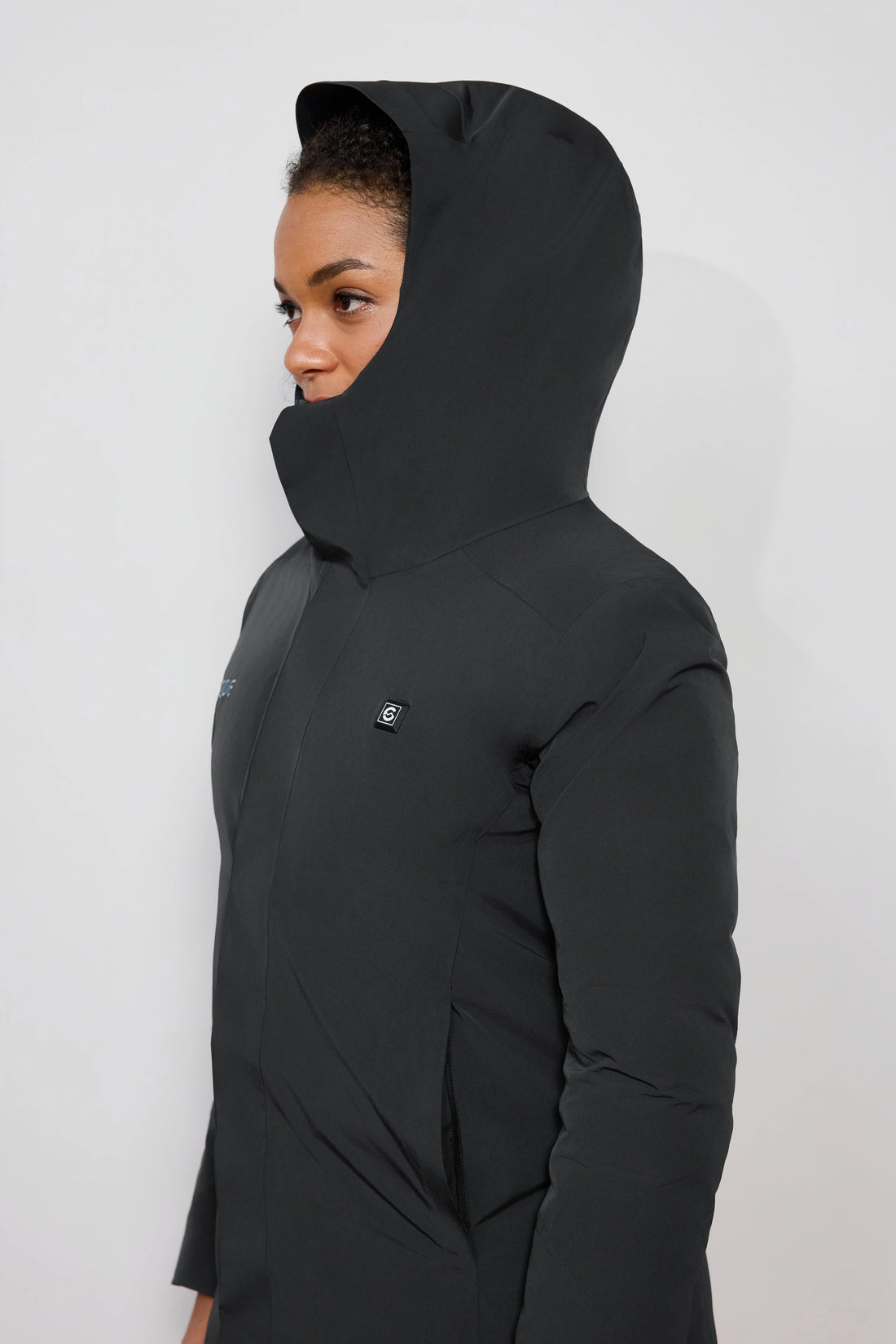 Pølar Wärmste beheizte Damen-Parkajacke Schwarz